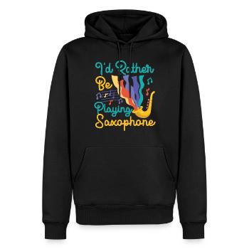 Saxophones que je préfère jouer - Sweat à capuche Premium bio Homme - noir - Devant - Nico (187cm)