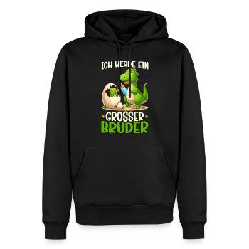 Je vais être grand frère dinosaure nouveau frère - Sweat à capuche Premium bio Homme - noir - Devant - Nico (187cm)