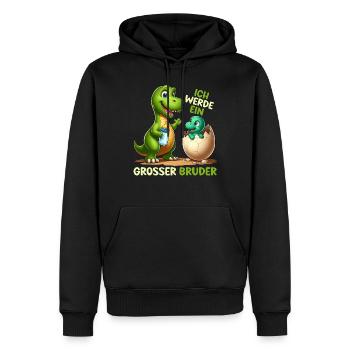 Je vais être grand frère dinosaure nouveau frère - Sweat à capuche Premium bio Homme - noir - Devant - Nico (187cm)