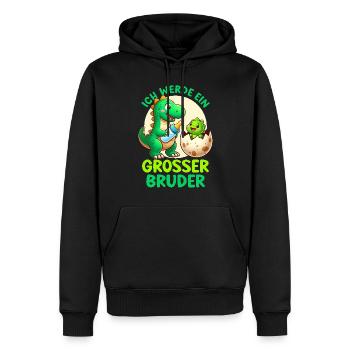 Je vais être grand frère dinosaure nouveau frère - Sweat à capuche Premium bio Homme - noir - Devant - Nico (187cm)