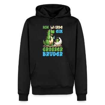 Je vais être grand frère dinosaure nouveau frère - Sweat à capuche Premium bio Homme - noir - Devant - Nico (187cm)