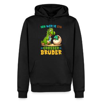 Je vais être grand frère dinosaure nouveau frère - Sweat à capuche Premium bio Homme - noir - Devant - Nico (187cm)