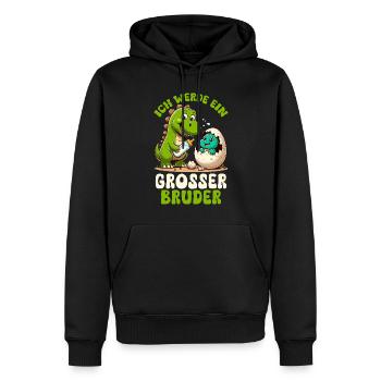 Je vais être grand frère dinosaure nouveau frère - Sweat à capuche Premium bio Homme - noir - Devant - Nico (187cm)