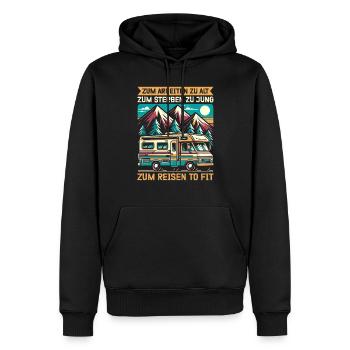 Camper Wohnwagen Lagerfeuer Campingurlaub - Männer Premium Bio Hoodie - Schwarz - Vorne - Nico (187cm)