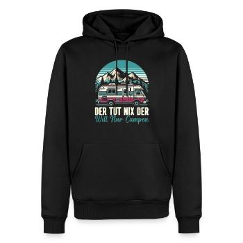 Camper Wohnwagen Lagerfeuer Campingurlaub - Männer Premium Bio Hoodie - Schwarz - Vorne - Nico (187cm)