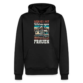 Camper Wohnwagen Lagerfeuer Campingurlaub - Männer Premium Bio Hoodie - Schwarz - Vorne - Nico (187cm)