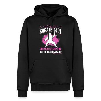 Folle fille de karaté comme une fille normale mais tellement - Sweat à capuche Premium bio Homme - noir - Devant - Nico (187cm)