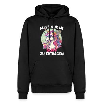 Buntes Erfrischendes Cocktail Einhorn - Männer Premium Bio Hoodie - Schwarz - Vorne - Nico (187cm)