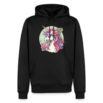 Buntes Erfrischendes Cocktail Einhorn - Männer Premium Bio Hoodie - Schwarz - Vorne - Nico (187cm)