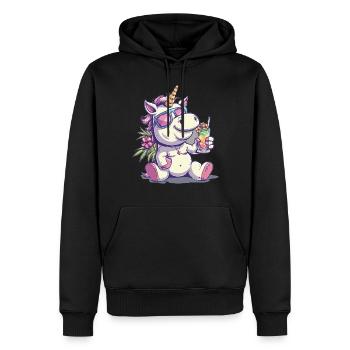 Buntes Erfrischendes Cocktail Einhorn - Männer Premium Bio Hoodie - Schwarz - Vorne - Nico (187cm)