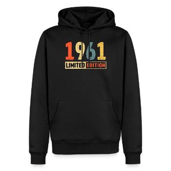 Edition limitée 1961 - Sweat à capuche Premium bio Homme - noir - Devant - Nico (187cm)