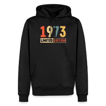 Édition limitée 1973 - Sweat à capuche Premium bio Homme - noir - Devant - Nico (187cm)