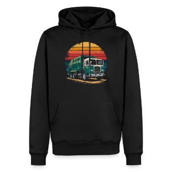 Retro Recycling Garbage Truck Sanitation Worker - Männer Premium Bio Hoodie - Schwarz - Vorne - Nico (187cm)