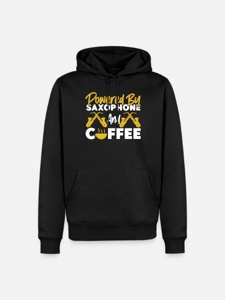 Saxophone Coffee Powered By - Men’s Premium Organic Hoodie - black