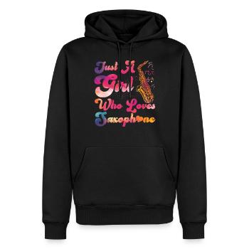 Saxophone Girl Just A Girl Who - Sweat à capuche Premium bio Homme - noir - Devant - Nico (187cm)