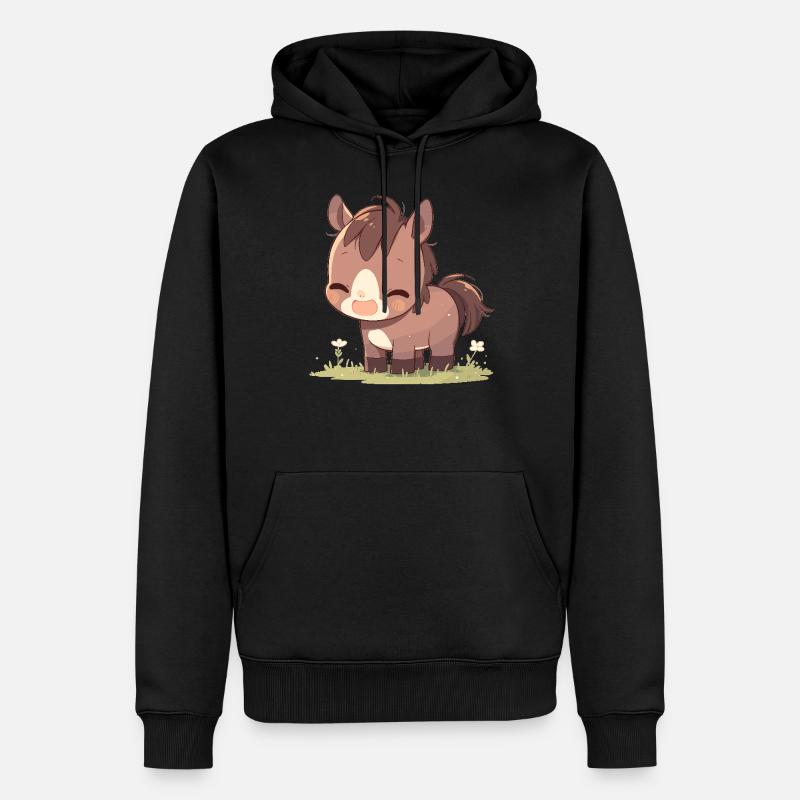 Pferde Pferd - Männer Premium Bio Hoodie - Schwarz