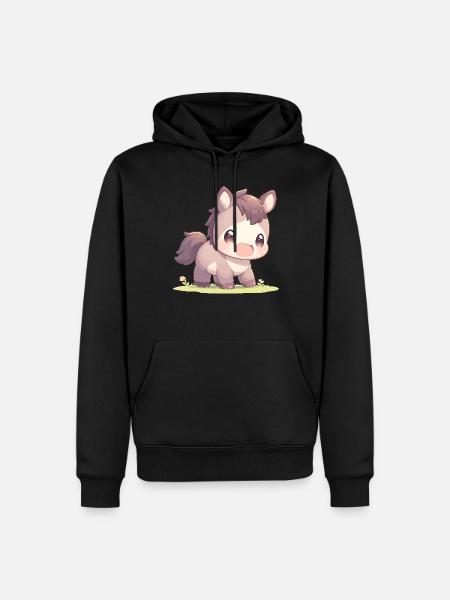Pferde Pferd - Männer Premium Bio Hoodie - Schwarz