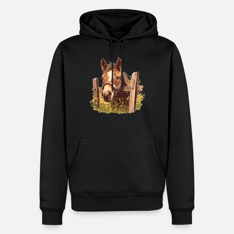 Chevaux Cheval - Sweat à capuche Premium bio Homme - noir