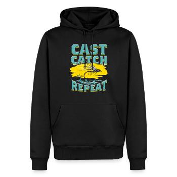 Fliegenfischen Fliegenangler Cast Catch Repeat - Männer Premium Bio Hoodie - Schwarz - Vorne - Nico (187cm)