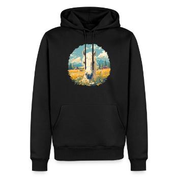 Pferde Pferd - Männer Premium Bio Hoodie - Schwarz - Vorne - Nico (187cm)