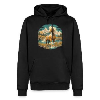 Pferde Pferd - Männer Premium Bio Hoodie - Schwarz - Vorne - Nico (187cm)