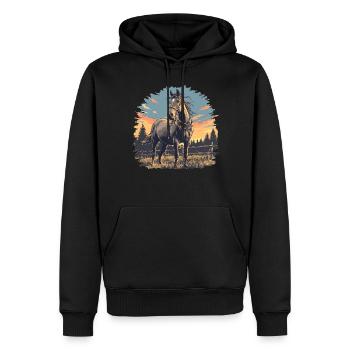 Pferde Pferd - Männer Premium Bio Hoodie - Schwarz - Vorne - Nico (187cm)
