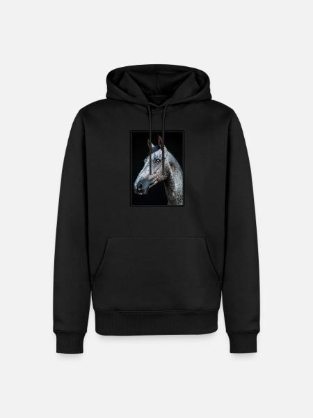 Pferde Pferd - Männer Premium Bio Hoodie - Schwarz
