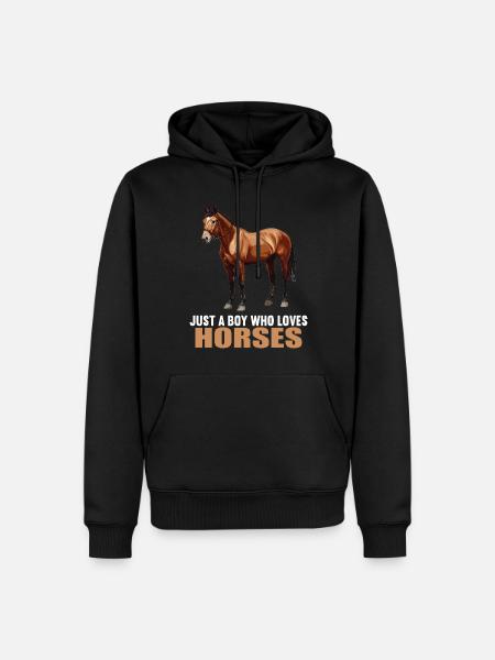 Pferde Pferd - Männer Premium Bio Hoodie - Schwarz