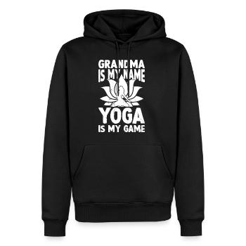 Mamie est mon nom Le yoga est mon jeu - Yoga - Sweat à capuche Premium bio Homme - noir - Devant - Nico (187cm)