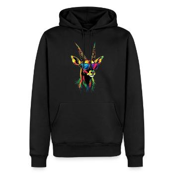 Antilope, Koudou, Gazelle, Afrique, Serengeti, Antilope - Sweat à capuche Premium bio Homme - noir - Devant - Nico (187cm)