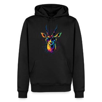 Antilope, Koudou, Gazelle, Afrique, Serengeti, Antilope - Sweat à capuche Premium bio Homme - noir - Devant - Nico (187cm)