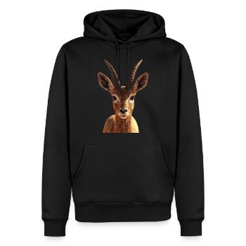 Antilope, Koudou, Gazelle, Afrique, Serengeti, Antilope - Sweat à capuche Premium bio Homme - noir - Devant - Nico (187cm)