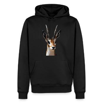 Antilope, Koudou, Gazelle, Afrique, Serengeti, Antilope - Sweat à capuche Premium bio Homme - noir - Devant - Nico (187cm)