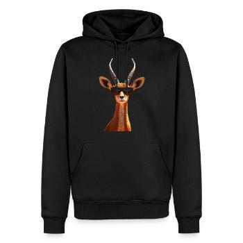 Antilope, Koudou, Gazelle, Afrique, Serengeti, Antilope - Sweat à capuche Premium bio Homme - noir - Devant - Nico (187cm)