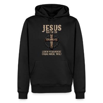 Jesus Christlich Katholiken Gläubiger Gottesdienst - Männer Premium Bio Hoodie - Schwarz - Vorne - Nico (187cm)