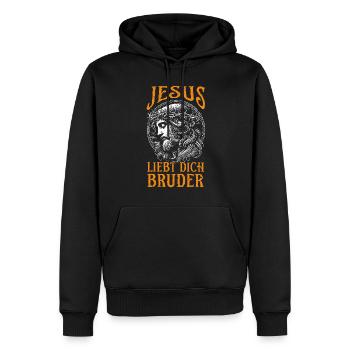 Jesus Christlich Katholiken Gläubiger Gottesdienst - Männer Premium Bio Hoodie - Schwarz - Vorne - Nico (187cm)