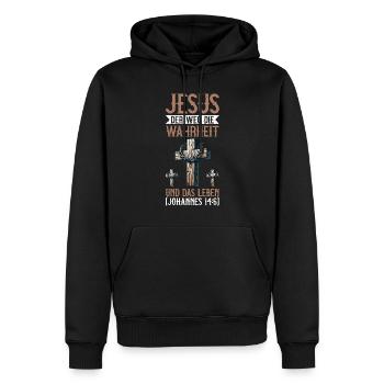 Jesus Christlich Katholiken Gläubiger Gottesdienst - Männer Premium Bio Hoodie - Schwarz - Vorne - Nico (187cm)