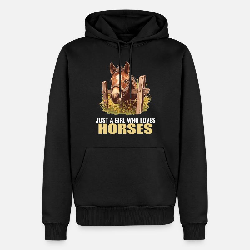 Pferde Pferd - Männer Premium Bio Hoodie - Schwarz