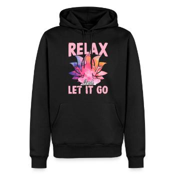 Détendez-vous et laissez-vous aller - Dictons de yoga amusants - Sweat à capuche Premium bio Homme - noir - Devant - Nico (187cm)