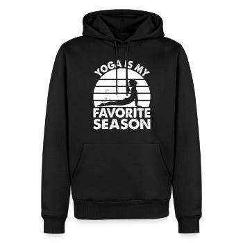 Le yoga est ma saison préférée - Funny Yoga - Sweat à capuche Premium bio Homme - noir - Devant - Nico (187cm)