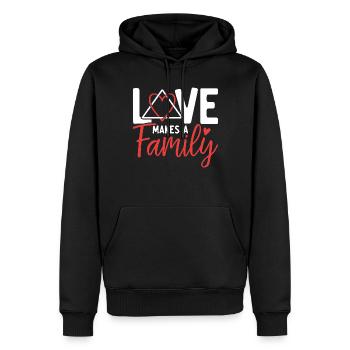 L’amour rend une famille drôle Adoption Placement en famille d’accueil - Sweat à capuche Premium bio Homme - noir - Devant - Nico (187cm)