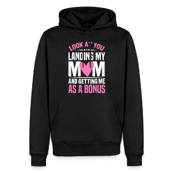 Schau dir an, wie du meine Mutter Lustige Stiefmutter Bonus landest - Männer Premium Bio Hoodie - Schwarz - Vorne - Nico (187cm)