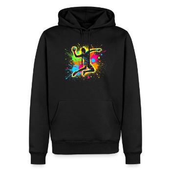 Handball handball players, colorful handball players - Men’s Premium Organic Hoodie - black - Front - Nico (187cm)