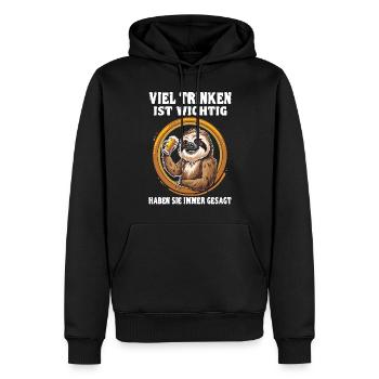 "Viel trinken ist wichtig" Biertrinker - Männer Premium Bio Hoodie - Schwarz - Vorne - Nico (187cm)