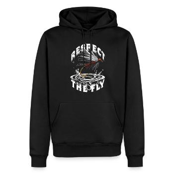 Fliegenfischen Fliegenangler Respect The Fly - Männer Premium Bio Hoodie - Schwarz - Vorne - Nico (187cm)