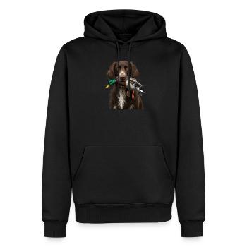 Deutsch Langhaar I Jagdhund Vorstehhund Motiv für - Männer Premium Bio Hoodie - Schwarz - Vorne - Nico (187cm)