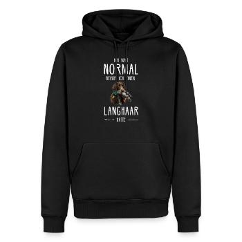 Deutsch Langhaar I Jagdhund Vorstehhund Motiv für - Männer Premium Bio Hoodie - Schwarz - Vorne - Nico (187cm)