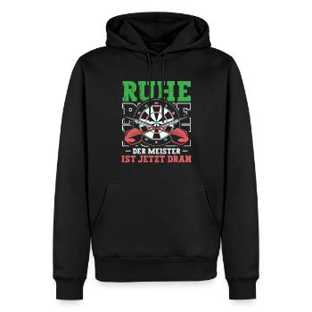 Ruhe Der Meister Ist Jetzt Dran Dartspieler - Männer Premium Bio Hoodie - Schwarz - Vorne - Nico (187cm)