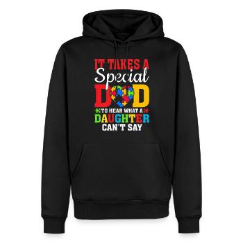Il faut un papa spécial pour entendre Puzzle Ribbon - Sweat à capuche Premium bio Homme - noir - Devant - Nico (187cm)