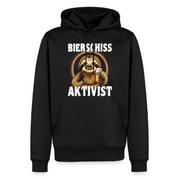"Bierschiss Aktivist" - Faultier Bier - Männer Premium Bio Hoodie - Schwarz - Vorne - Nico (187cm)